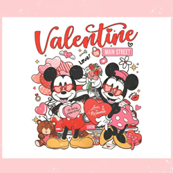 Vintage Mickey Minnie Valentine on Main Street PNG, Valentine svg,Valentine day svg,Valentine day,Happy Valentine