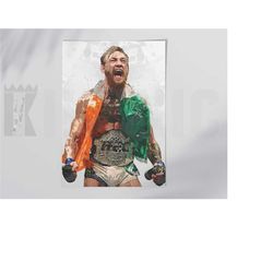 Conor McGregor UFC MMA Poster/Canvas Print, Watercolor Painting Sports Art, Office, Man Cave, Bedroom Wall Decor, Sports