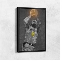 Lebron James Poster Neon Effect Los Angeles Lakers Basketball Hand Made Poster Canvas Framed Print Wall Kids Art Man Cav