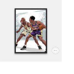 Jordan and Kobe in action INSTANT DOWNLOAD, Michael Jordan & Kobe Bryant Posters, Sports prints, Basketball gifts for me