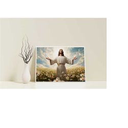 Canvas Jesus Art Painting, God Wall Art Home Decor, Gift For Christian, Christmas Gift, Memorial God Canvas, Religious D