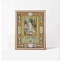 The Calendar of Famous Artists 1904, digitized poster, HQ file, downloadable, printable vintage art, retro home decor