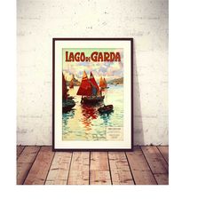 Lago Di Garda, vintage travel poster, instantly downloadable/printable, HQ file, fully restored/repaired art illustratio