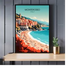 Monterosso Poster, Italy | Monterosso al Mare Travel Print | Cinque Terre Travel Poster | Italy Poster