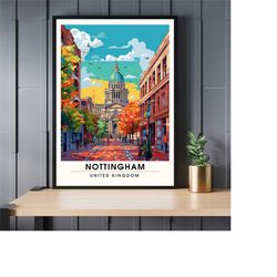 Nottingham Travel Poster - Artistic Cityscape Print - UK Souvenir Collection