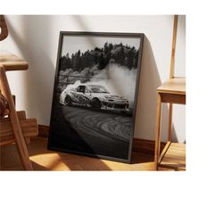 Mazda MX-5 Poster | Car Print | Drift Car Wall Art | Black and White Decor