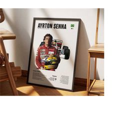 Ayrton Senna Print - Iconic Formula 1 Poster - Black & White and Color Options - Digital Download