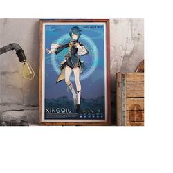 XINGQIU | Genshin Impact Profile Poster | Anime Poster | Gaming Print | Boyfriend Gift | Girlfriend Gift | Gamer Gift