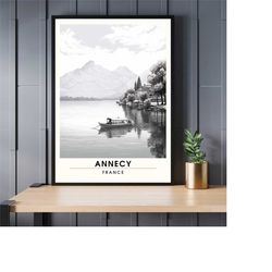 Annecy Print | Annecy Travel Poster | Black and white poster