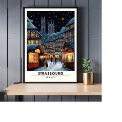 Strasbourg poster | Strasbourg Christmas Travel Print | Strasbourg Christmas Market Poster | Christmas decoration