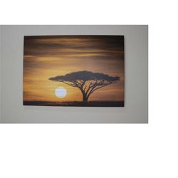 serengeti sunrise landscape, landscape art canvas, tanzania wall art, sunset landscape printed, africa view printed,