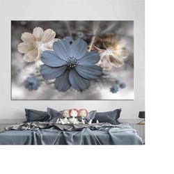 wall art, canvas wall art, wall art canvas, modern flower wall art, flower canvas print, botanical canvas art, blue flow