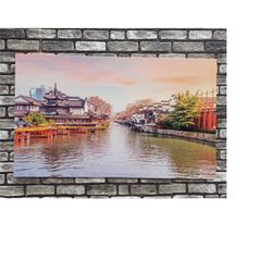 qinhuai river wall art, landscape wall art, landscape canvas, wall art canvas, nature wall art, nature canvas print, dec