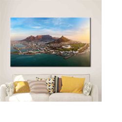 table mountain national park, cape town canvas art, south africa canvas, african landscape printed, national park art, v