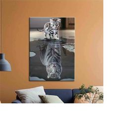 Tiger Reflection Cat, Motivation Artwork, Success Canvas, Tiger Artwork, Cat Wall Art, Tiger Reflection Cat Art Canvas,