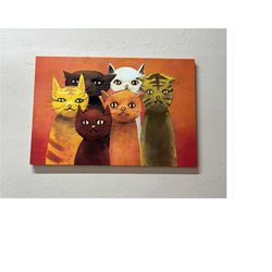 colorful cats canvas, abstract cat canvas, animal wall art, animal canvas, cat canvas decor, cat wall decor, animal canv