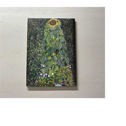 canvas wall art, canvas decor, canvas home decor, gustav klimt the sunflower, green canvas art, reproduction art canvas,