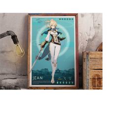 JEAN | Genshin Impact Profile Poster | Anime Poster | Gaming Print | Boyfriend Gift | Girlfriend Gift | Gamer Gift