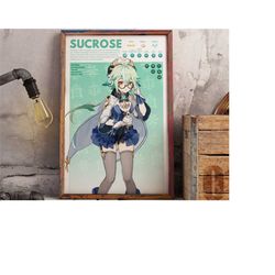 SUCROSE | Genshin Impact Gaming Poster | Anime Poster | Gaming Print | Boyfriend Gift | Girlfriend Gift | Gamer Gift