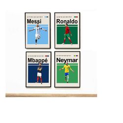 Ronaldo Messi Neymar Mbappe Poster, Football Legend Poster, Digital Wall Decor, Download Print Art