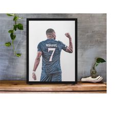 Kylian Mbappe PSG Inspired Football Art Print | PSG Football Team Print | Bedroom Poster | Football Fan Gift