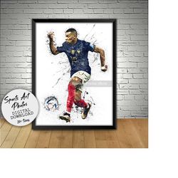 Kylian Mbapp Poster, France Footballer, Wall Art Printable, World Cup, Digital Download, Kids Decor, Man Cave Gift, Spor