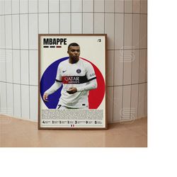 Kylian Mbapp Poster, Paris Saint Germain, Football Player Poster, Soccer Gifts, Sports Poster, Soccer Wall Art, Sports B