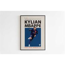 Kylian Mbappe Poster, Paris Saint-Germain Poster, Kylian Mbappe Print Art, Office Wall Art, Bedroom art, Gift Poster, Fr