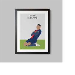 Kylian Mbappe Print, Soccer Wall Art, Kylian Mbappe Poster, Mbappe Printable, Football Print, Paris Saint Germain Fan Gi