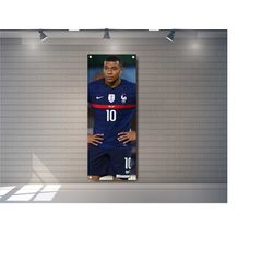Kylian Mbappe Football Player Soccer France Flag PVC Vinyl Banner Garage Showroom Sign Decoration Wall Art Gift