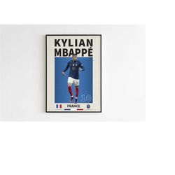 Kylian Mbappe Poster, Kylian Mbappe, Mbappe Poster Gift, France Football Print, Football Poster, Gift For Him, Mbappe gi