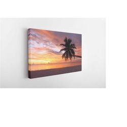 natural sunset sea trees, canvas wall art print