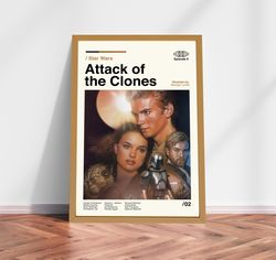 Attack of the Clones Action Film Poster, Attack of the Clones Movie, George Lucas Film, Classic Poster, Retro posters, M