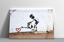 banksy canvas wall art, banksy street art canvas, wall art canvas painting, banksy planted love canvas art, street art p