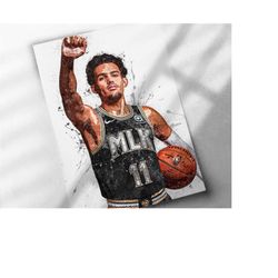 Trae Young Poster - Atlanta Hawks - Canvas Print, Framed Art Print, Basketball Poster, Kids Decor, Man Cave Gift, MLK, M