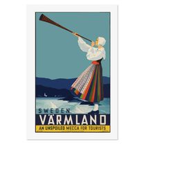1930s Varmland Sweden Vintage Style Swedish Travel Poster | Classic Collection Art Print | For Gifts and Wall Art Dcor