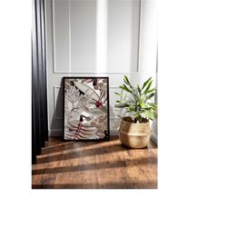 bird pattern art, abstract wall art, vintage pattern art, pattern wall decor, pelican print, digital download