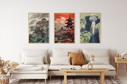 Japanese Art Poster, Japanese Art Set of 3 Posters, Japanese Art, Retro Art, Aesthetic Poster, Aesthetic Art, Trendy Pos