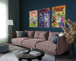 Adventure Time Set of 3 Posters, Adventure Time, Film Cover Graphic Jake, Finn, Cartoon Network, TV Show, TV Wall Art, V