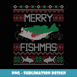 Merry Fishmas Fishing Dad Fish Angler Ugly Christmas er - Decorative Sublimation PNG File