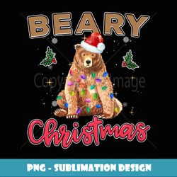 Beary Merry Christmas For Bear Lovers Funny Xmas Lights - Creative Sublimation PNG Download