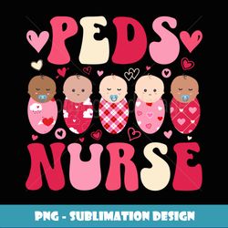 Groovy Peds Nurse Valentine Pediatric Nursing Valentines Day - Vintage Sublimation PNG Download