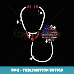 Patriotic Stethoscope Sunflower Scrub Life Nurse 4th Of July - Premium PNG Sublimation File