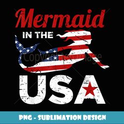 Mermaid In The USA 4th of July Flag - Elegant Sublimation PNG Download