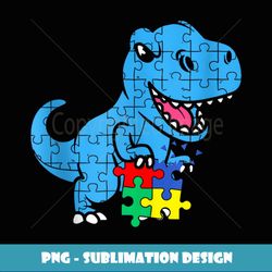 In April We Wear Blue Autism Awareness Month Dinosaur T-Rex Tank Top - Modern Sublimation PNG File