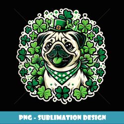 St Patrick's Day Irish Pug Puppy Dog Lover Tank Top - Retro PNG Sublimation Digital Download