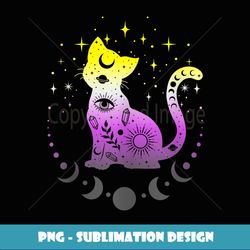 Nonbinary pride flag colors, Non-Binary astronomy cat - PNG Transparent Sublimation Design