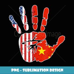 USA China Flag Handprint Proud Chinese American - Artistic Sublimation Digital File