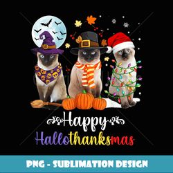 Siamese Cat Halloween Merry Christmas Happy Hallothanksmas - PNG Sublimation Digital Download