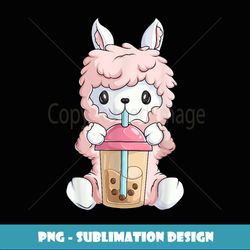 Kawaii Anime Llama For Women Girls, Bubble Boba Tea - Instant PNG Sublimation Download